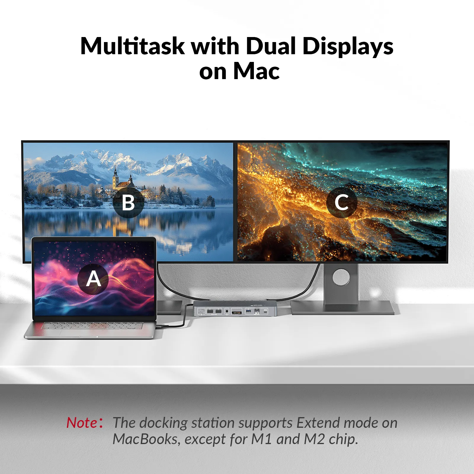 iDock M10 KVM Switch Docking Station for MacBook and PC, Dual 4K HDMI Displays - Image 3