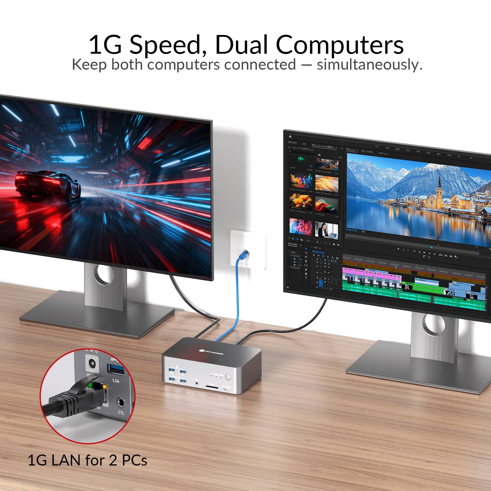 iDock B23 AV Access 8K KVM Switch Docking Station for 1 Laptop & a Laptop (100W) Triple Monitor - Image 3